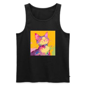 Chat, Motif De Chat - Débardeur bio Premium Homme - noir - Devant - Michal (187cm)