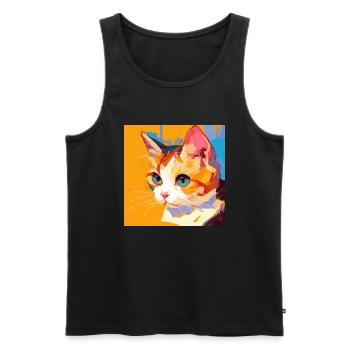 Katze, katzenmotiv - Männer Premium Bio Tank Top - Schwarz - Vorne - Michal (187cm)
