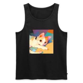 Cat, Cat Motif - Men's Premium Organic Tank Top - black - Front - Michal (187cm)