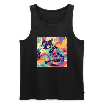 Cat, Cat Motif - Men's Premium Organic Tank Top - black - Front - Michal (187cm)