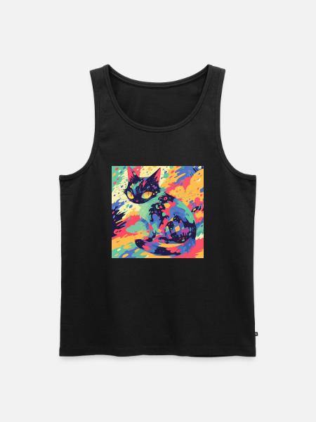 Cat, Cat Motif - Men's Premium Organic Tank Top - black