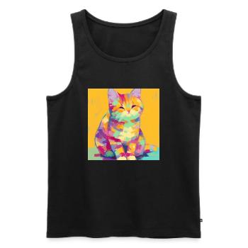 Cat, Cat Motif - Men's Premium Organic Tank Top - black - Front - Michal (187cm)