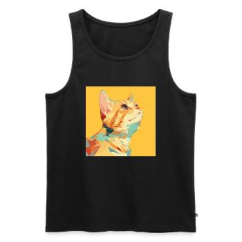 Chat, Motif De Chat - Débardeur bio Premium Homme - noir - Devant - Michal (187cm)