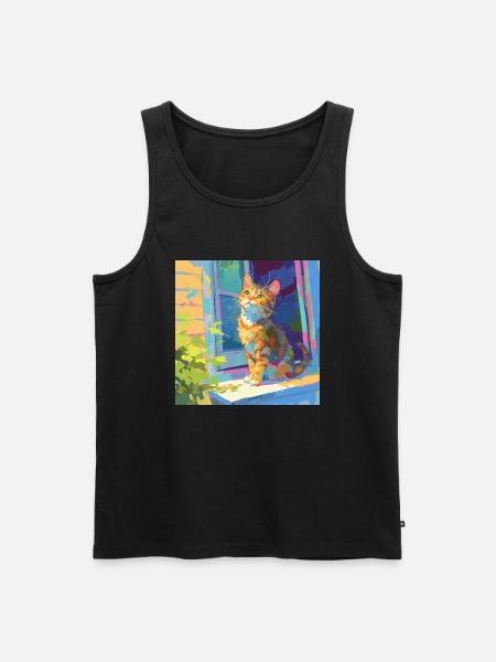 Chat, Motif De Chat - Débardeur bio Premium Homme - noir