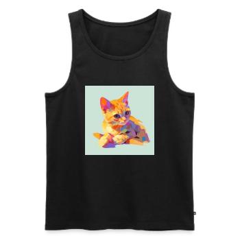 Cat, Cat Motif - Men's Premium Organic Tank Top - black - Front - Michal (187cm)