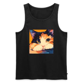 Chat, Motif De Chat - Débardeur bio Premium Homme - noir - Devant - Michal (187cm)