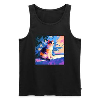 Cat, Cat Motif - Men's Premium Organic Tank Top - black - Front - Michal (187cm)