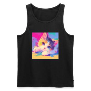 Cat, Cat Motif - Men's Premium Organic Tank Top - black - Front - Michal (187cm)