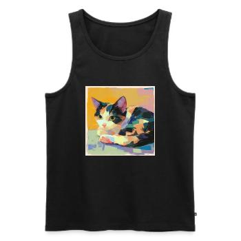 Cat, Cat Motif - Men's Premium Organic Tank Top - black - Front - Michal (187cm)