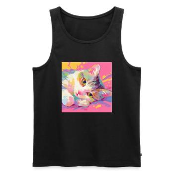Katze, katzenmotiv - Männer Premium Bio Tank Top - Schwarz - Vorne - Michal (187cm)