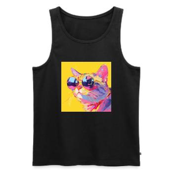 Cat, Cat Motif - Men's Premium Organic Tank Top - black - Front - Michal (187cm)