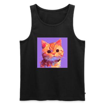 Katze, katzenmotiv - Männer Premium Bio Tank Top - Schwarz - Vorne - Michal (187cm)