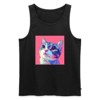 Katze, katzenmotiv - Männer Premium Bio Tank Top - Schwarz - Vorne - Michal (187cm)