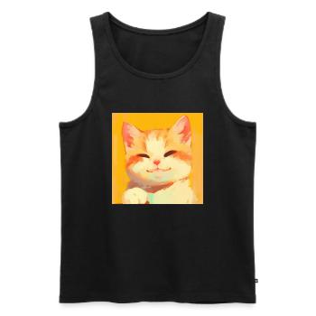 Cat, Cat Motif - Men's Premium Organic Tank Top - black - Front - Michal (187cm)