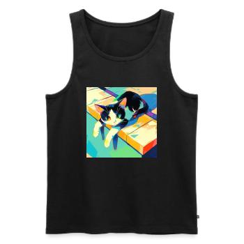 Katze, katzenmotiv - Männer Premium Bio Tank Top - Schwarz - Vorne - Michal (187cm)