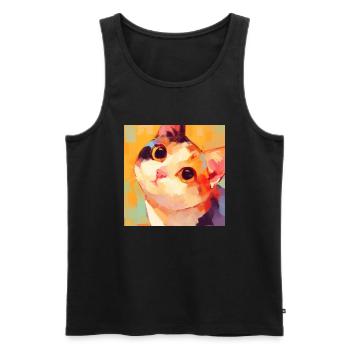 Chat, Motif De Chat - Débardeur bio Premium Homme - noir - Devant - Michal (187cm)