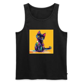Cat, Cat Motif - Men's Premium Organic Tank Top - black - Front - Michal (187cm)