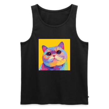 Cat, Cat Motif - Men's Premium Organic Tank Top - black - Front - Michal (187cm)