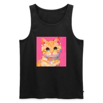 Cat, Cat Motif - Men's Premium Organic Tank Top - black - Front - Michal (187cm)