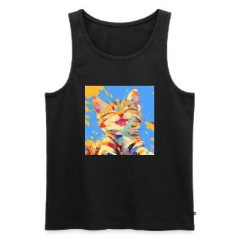 Chat, Motif De Chat - Débardeur bio Premium Homme - noir - Devant - Michal (187cm)