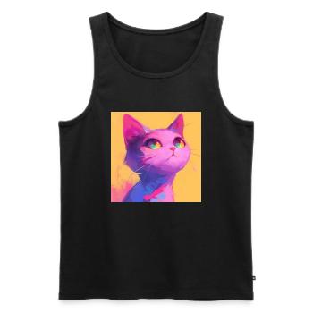 Katze, katzenmotiv - Männer Premium Bio Tank Top - Schwarz - Vorne - Michal (187cm)