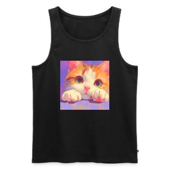 Cat, Cat Motif - Men's Premium Organic Tank Top - black - Front - Michal (187cm)