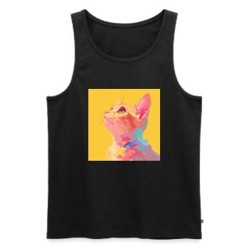 Cat, Cat Motif - Men's Premium Organic Tank Top - black - Front - Michal (187cm)