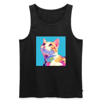 Katze, katzenmotiv - Männer Premium Bio Tank Top - Schwarz - Vorne - Michal (187cm)
