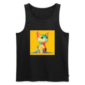 Chat, Motif De Chat - Débardeur bio Premium Homme - noir - Devant - Michal (187cm)