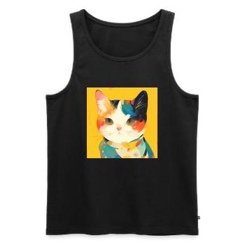 Cat, Cat Motif - Men's Premium Organic Tank Top - black - Front - Michal (187cm)