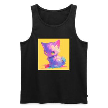 cat, cat motif, cute, gift, gift ideas - Men's Premium Organic Tank Top - black - Front - Michal (187cm)