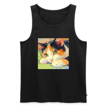 Cat, Cat Motif - Men's Premium Organic Tank Top - black - Front - Michal (187cm)
