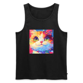 Cat, Cat Motif - Men's Premium Organic Tank Top - black - Front - Michal (187cm)