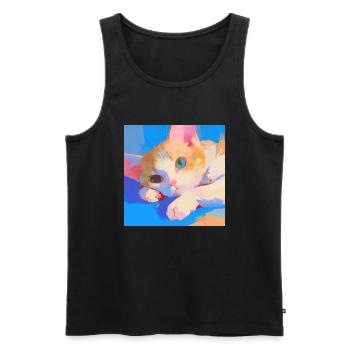 Katze, katzenmotiv - Männer Premium Bio Tank Top - Schwarz - Vorne - Michal (187cm)