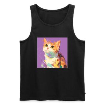 cat, cat motif, cute, gift, gift ideas - Men's Premium Organic Tank Top - black - Front - Michal (187cm)