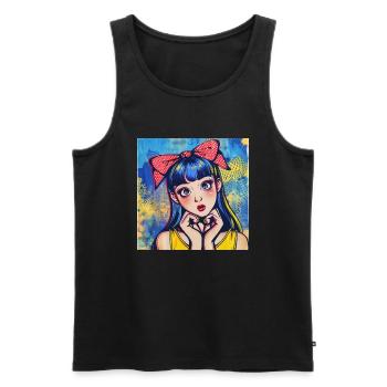Anime, Fille, Rétro, Waifu, Japon, Années 60 - Débardeur bio Premium Homme - noir - Devant - Michal (187cm)