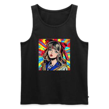 anime, mädchen, retro, waifu, japan - Männer Premium Bio Tank Top - Schwarz - Vorne - Michal (187cm)