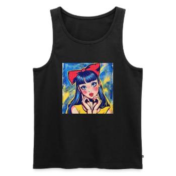 Anime, Girl, Retro, Waifu, Japan, 60s - Men's Premium Organic Tank Top - black - Front - Michal (187cm)