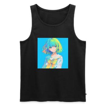 Anime, Écolière, Waifu, Japon - Débardeur bio Premium Homme - noir - Devant - AI Model Male 178 light (178cm)