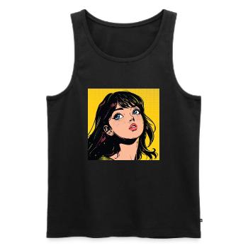 Anime, Fille, Rétro, Waifu, Japon - Débardeur bio Premium Homme - noir - Devant - AI Model Male 178 light (178cm)