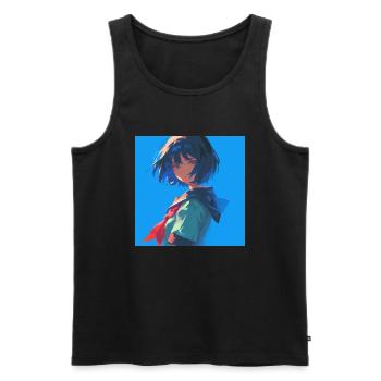 Anime, Écolière, Waifu, Japon - Débardeur bio Premium Homme - noir - Devant - AI Model Male 178 light (178cm)