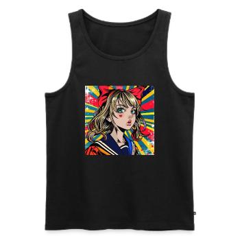 Anime Retro, Waifu, Japon - Débardeur bio Premium Homme - noir - Devant - AI Model Male 178 light (178cm)