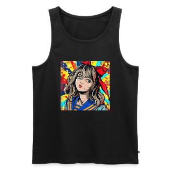 Anime, Fille, Rétro, Waifu, Japon, Années 60 - Débardeur bio Premium Homme - noir - Devant - Michal (187cm)