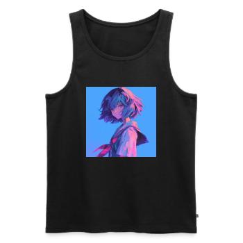 Anime, Écolière, Waifu, Japon - Débardeur bio Premium Homme - noir - Devant - AI Model Male 178 light (178cm)