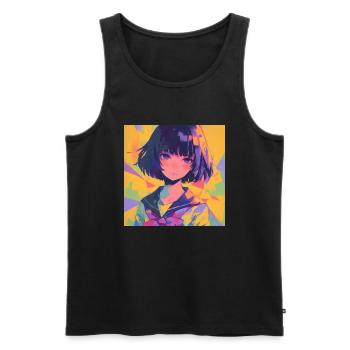 Anime, Écolière, Waifu, Japon - Débardeur bio Premium Homme - noir - Devant - AI Model Male 178 light (178cm)