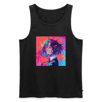 Anime Demon, Waifu, Japon - Débardeur bio Premium Homme - noir - Devant - AI Model Male 178 light (178cm)