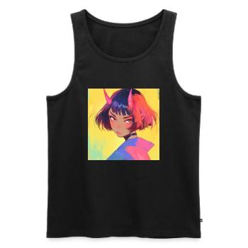 Anime, Fille Démon, Waifu, Japon - Débardeur bio Premium Homme - noir - Devant - AI Model Male 178 light (178cm)