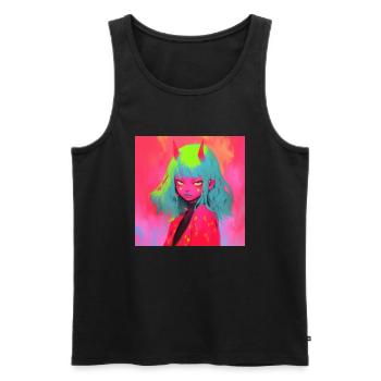 Anime Demon, Waifu, Japon - Débardeur bio Premium Homme - noir - Devant - AI Model Male 178 light (178cm)
