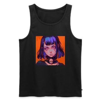 Anime gothique, Waifu, Japon - Débardeur bio Premium Homme - noir - Devant - AI Model Male 178 light (178cm)