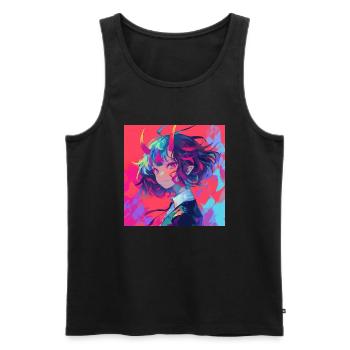 Anime Demon, Waifu, Japon - Débardeur bio Premium Homme - noir - Devant - AI Model Male 178 light (178cm)